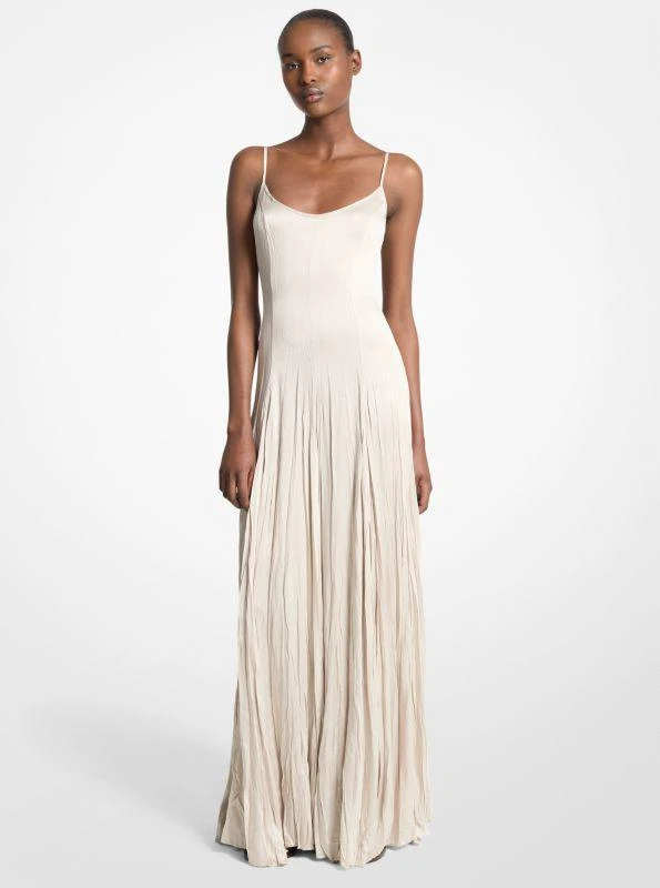 Michael Kors Crushed Techno Charmeuse Maxi Slip Dress