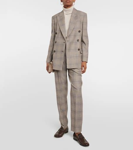 Brunello Cucinelli Checked wool and cotton-blend pants 2