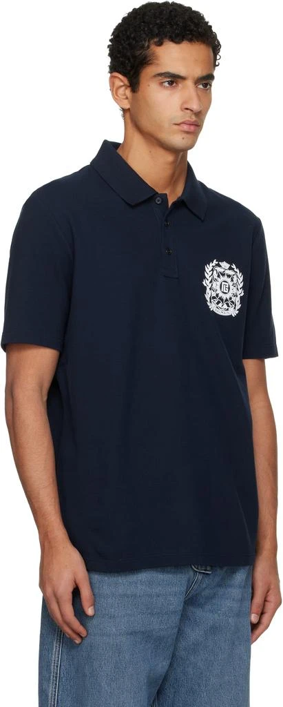 Balmain Navy Écusson Print Cotton Polo 2