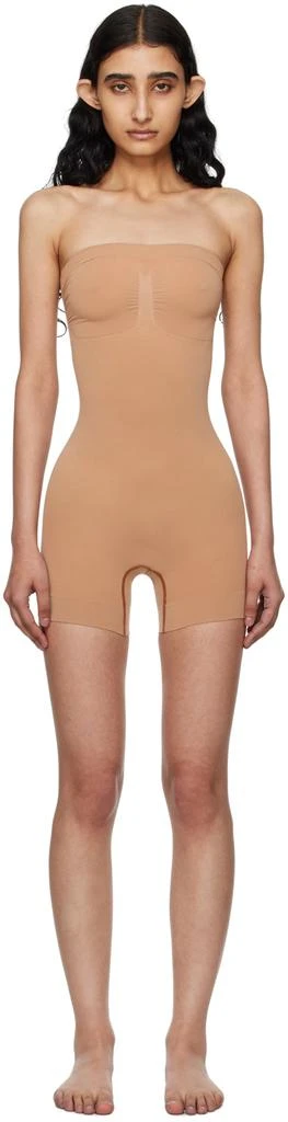 SKIMS Tan Seamless Sculpt Strapless Shortie Bodysuit 1