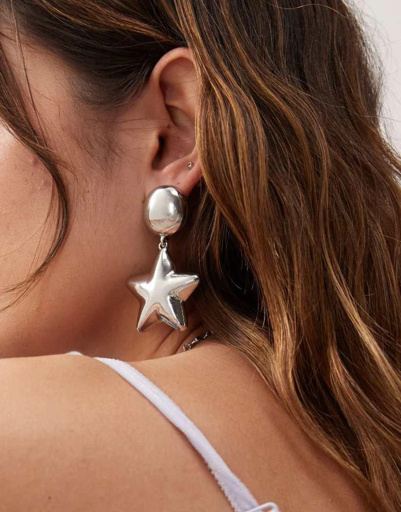 Reclaimed Vintage Reclaimed Vintage star drop earrings in silver 3