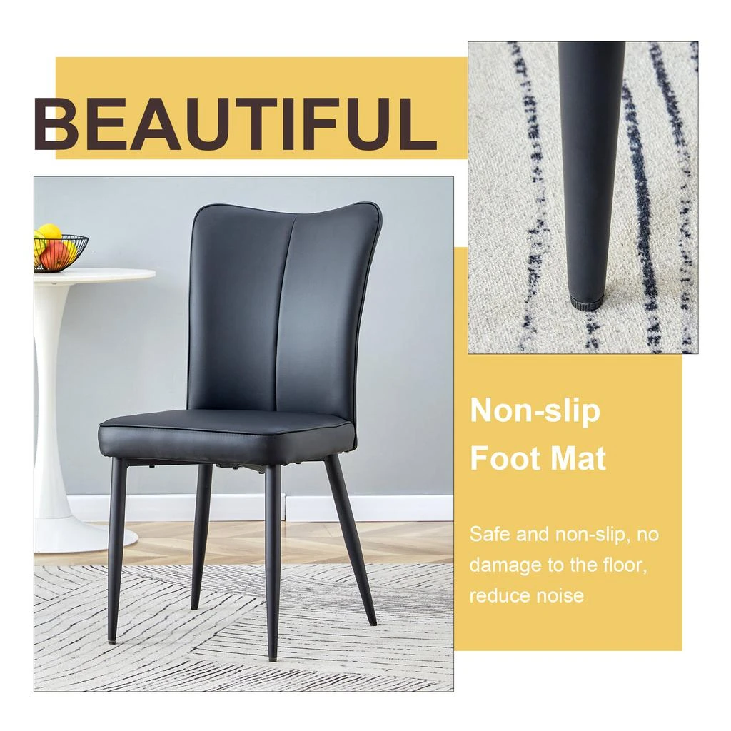 Streamdale Furniture Streamdale 42" Round Glass Dining Table with 4 PU Striped Chairs 6