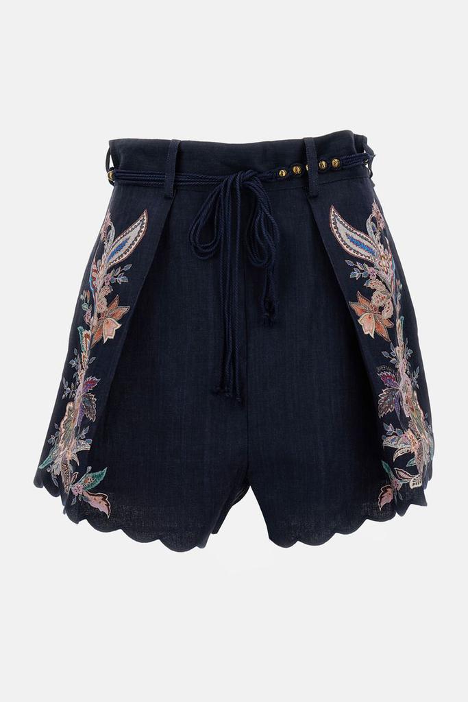 ショートパンツ ZIMMERMANN WHITE SILK SHORTS ZIMMERMANN Shorts with silk in ecru/ light purple/ light red