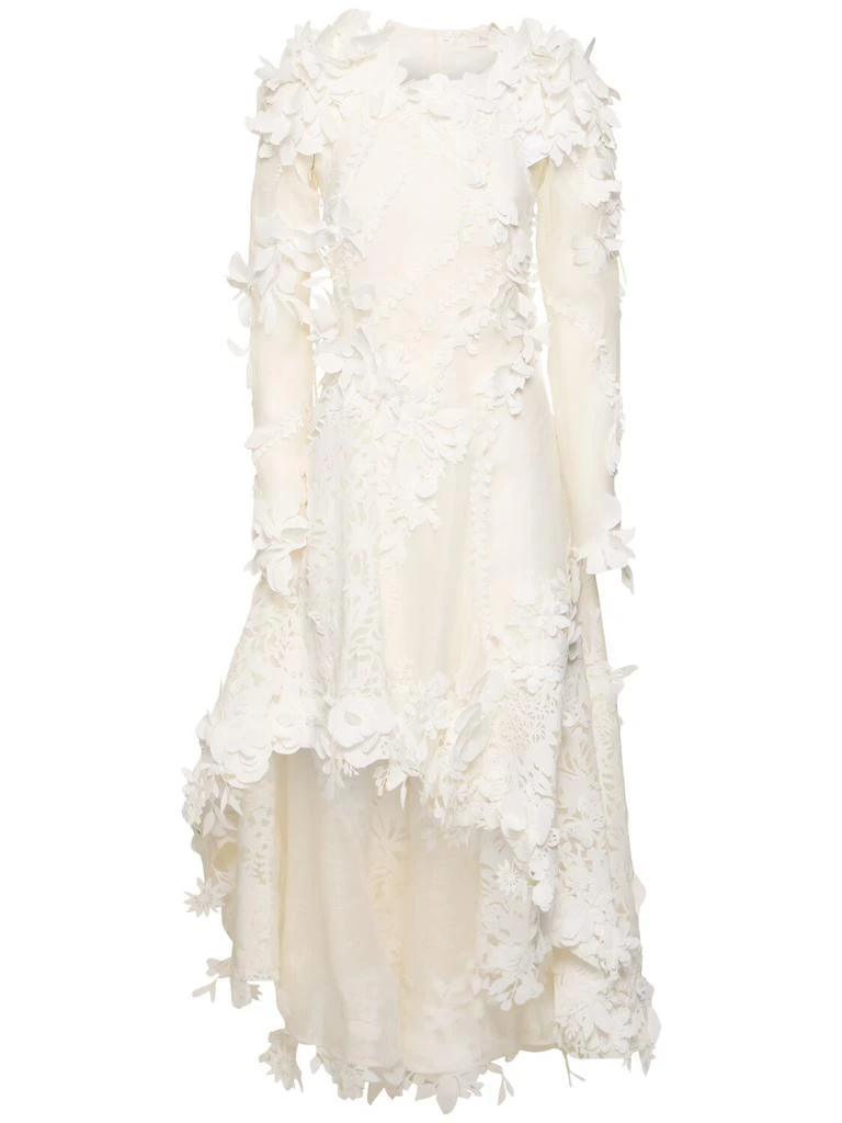 Zimmermann Tranquility Linen & Silk Lace Midi Dress 1