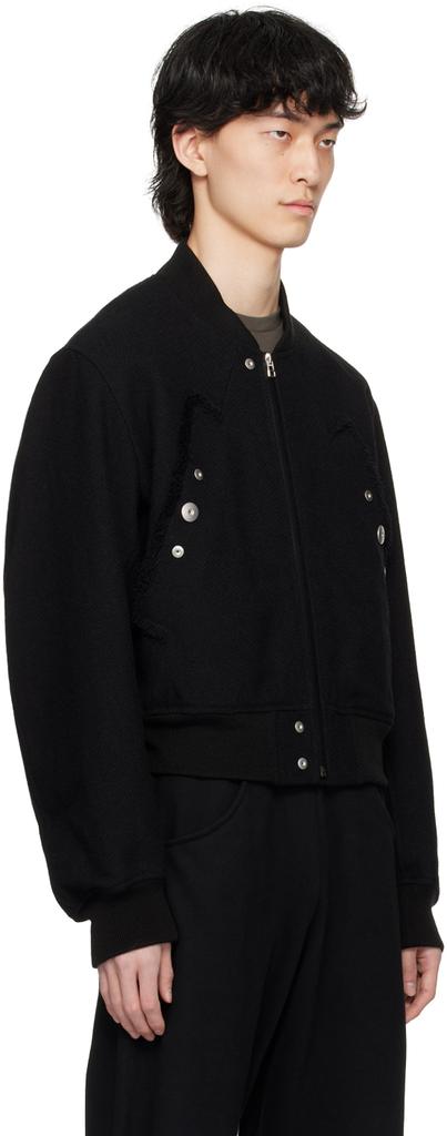 Omar Afridi Black Press-Stud Bomber Jacket