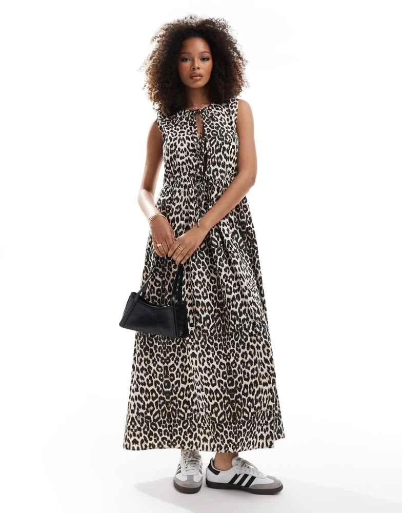 ASOS ASOS DESIGN tie front maxi dress in animal print 2