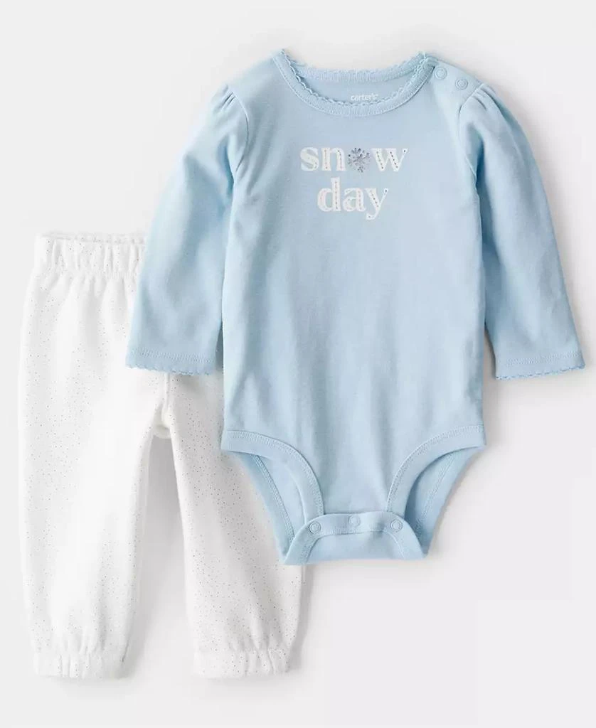Carter's Baby Girls 2-Piece Day Dream Snow Day Long-Sleeve Bodysuit and Pants Set 1