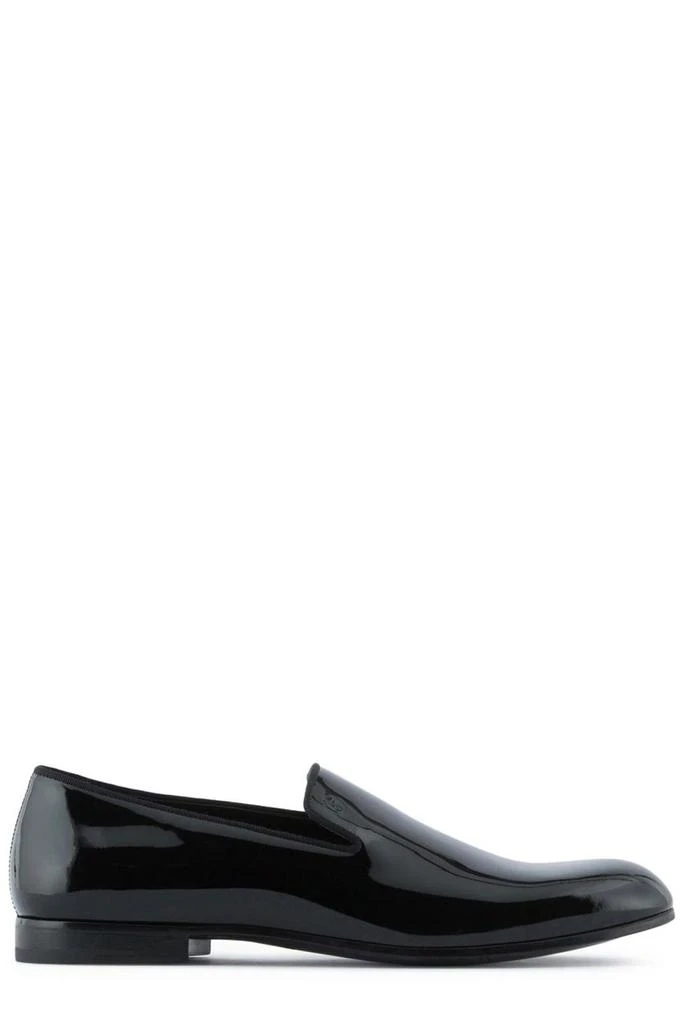Shop Santoni Almond Toe Slip-On Loafers on Sale at  display picture 1