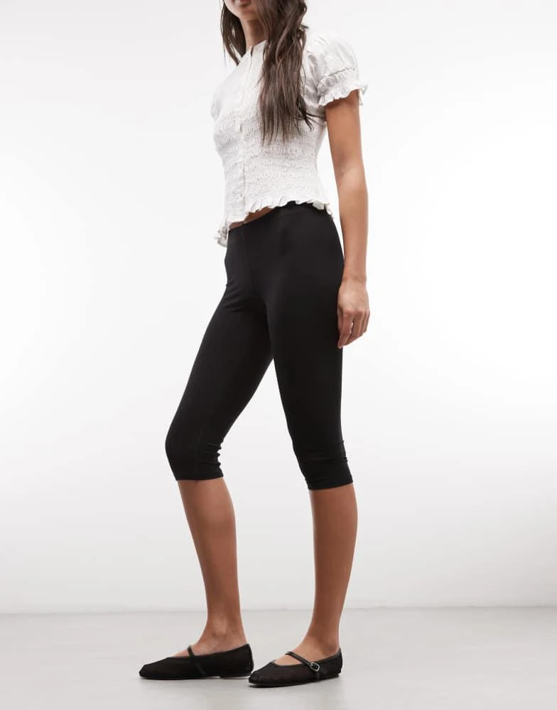 Monki Monki jersey stretch capri pants in black 2