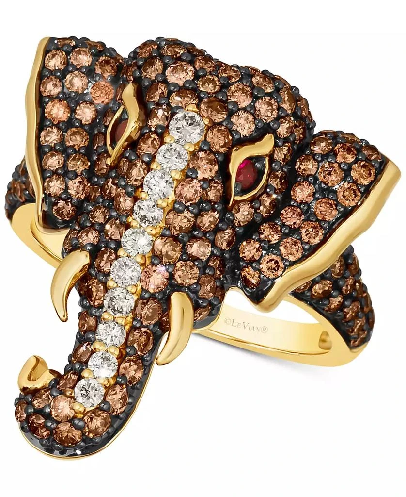 Le Vian Diamond (2 ct. t.w.) 
Passion Ruby Accent Elephant Ring in 14k Gold 1