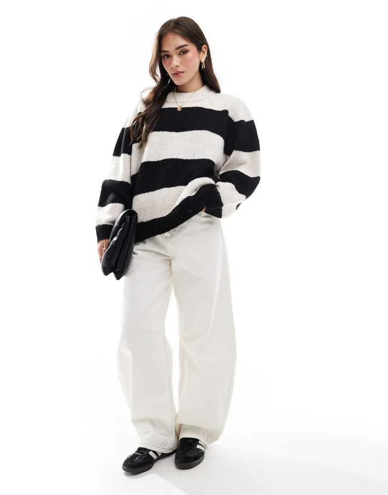 ASOS ASOS DESIGN oversized crew neck jumper in stripe 2