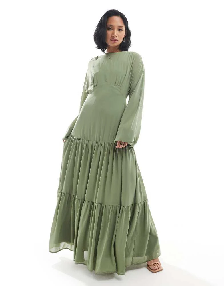 chinese dress ladies Petite Sleeveless Belted Chiffon Maxi Dress at Amazon Women's Clothing store main image 0