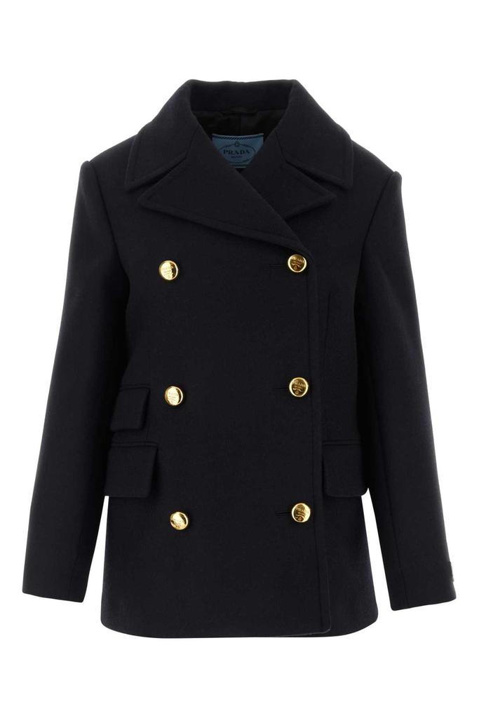 【プラダ・PRADA】Single-breasted wool jacket with feathers Prada Single-Breasted Wool Jacket with Feather Trim