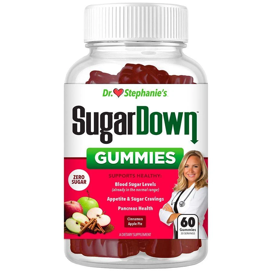 Diabetes Doctor Dr. Stephanie
s Sugar Down Zero Sugar Gummies Cinnamon Apple