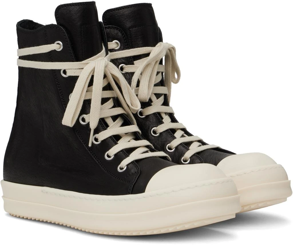 Rick Owens Black Hollywood Goat Leather Sneakers 4
