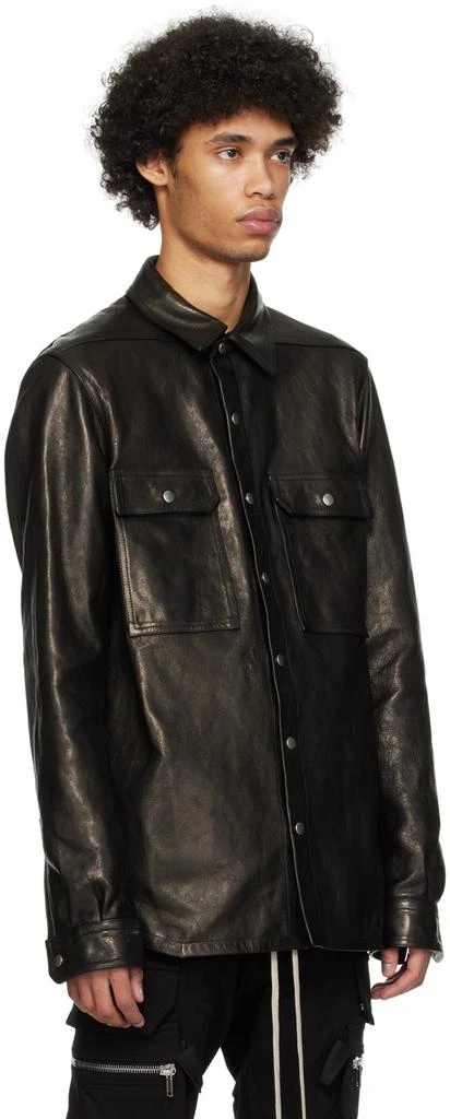 Rick Owens Black Waxed Leather Jacket 2