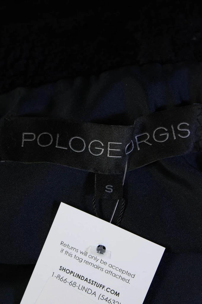 Pologeorgis Womens Long Sheep Fur Hook & Eye Coat Navy Blue 6
