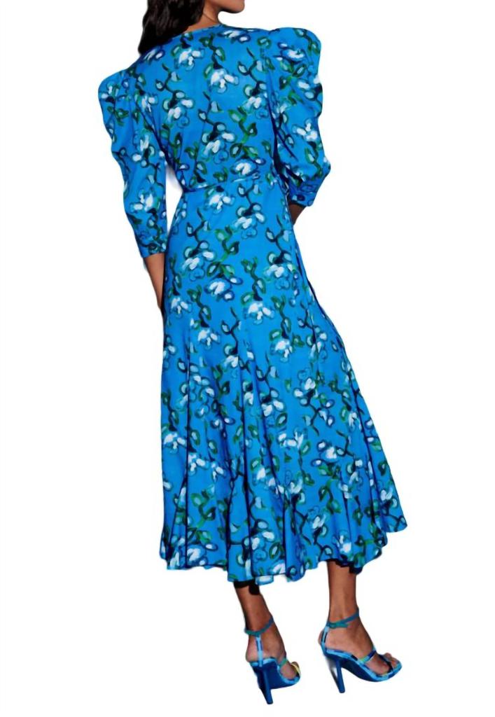 De Loreta Izula Midi Dress In Recuerdos Celeste