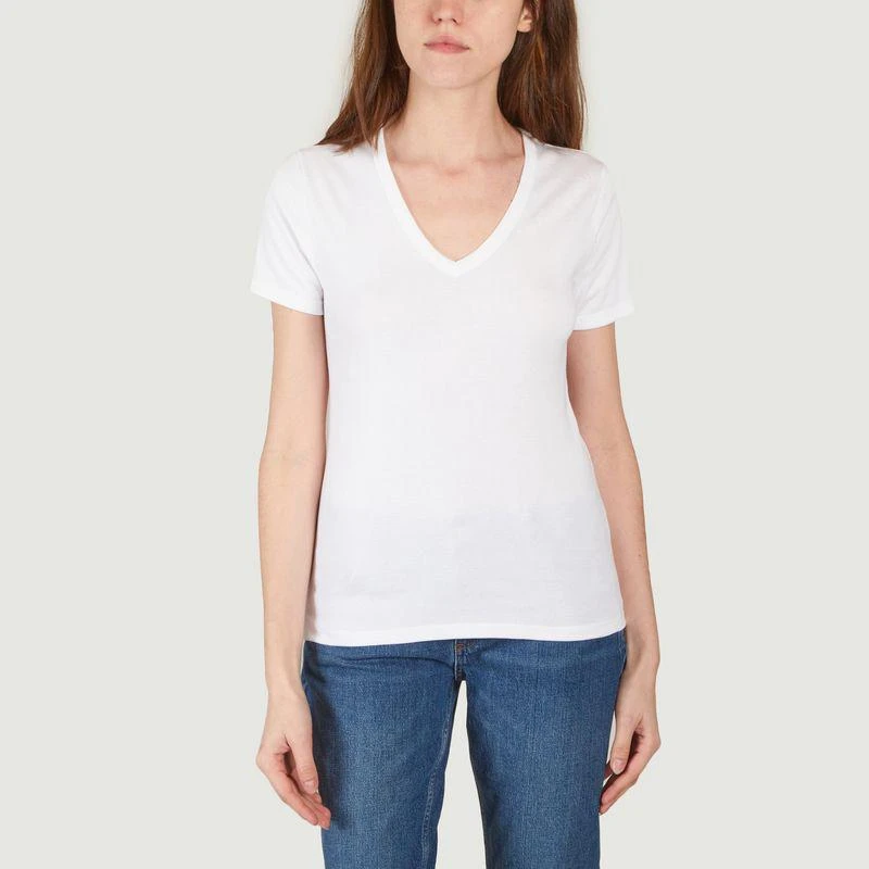 Petit Bateau V-neck T-shirt in organic cotton Ecume PETIT BATEAU 1