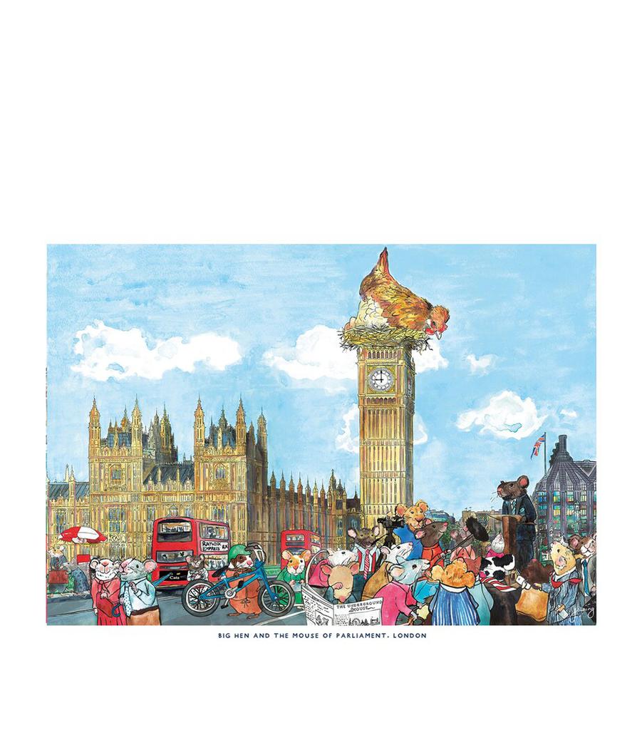 Jo Laing Big Hen and the Mouse of Parliament Print (42cm x 59cm)