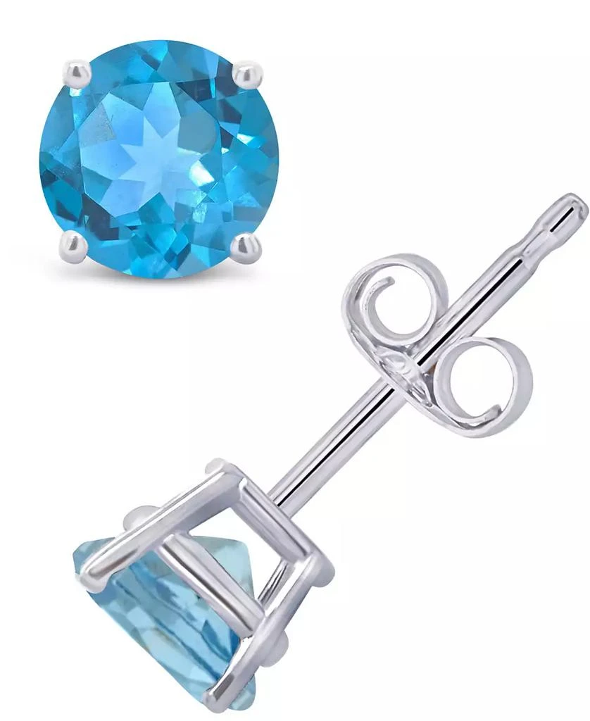 Macy's Swiss Blue Topaz (1-1/8 ct. t.w.) Stud Earrings in 14K White or Yellow Gold 1