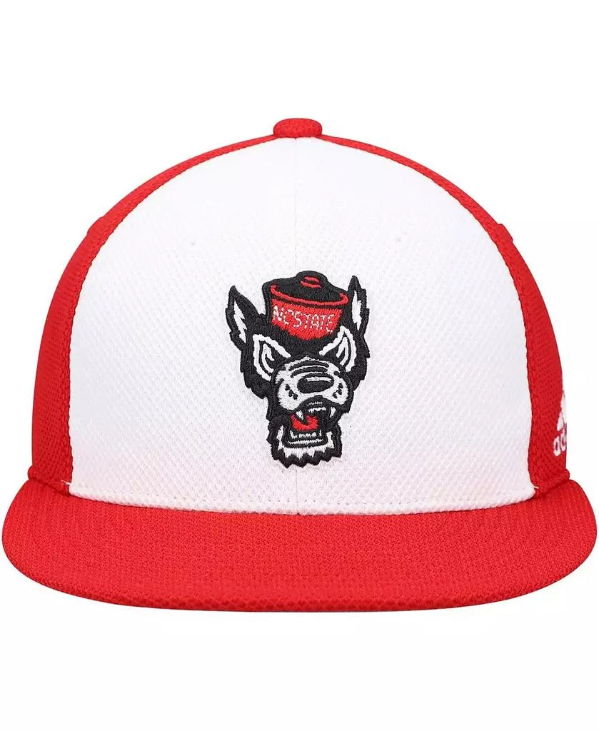 Adidas Men's White and Red NC State Wolfpack On-Field Baseball Fitted Hat 2