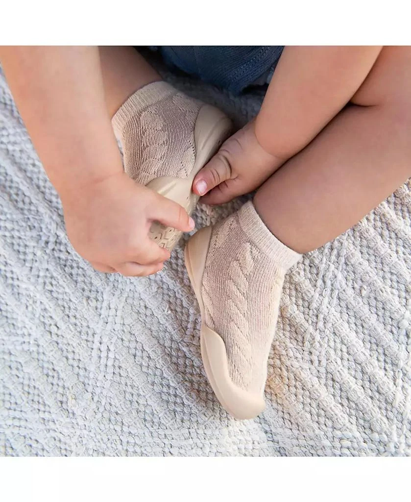 Komuello Toddler First Walk Sock Shoes - Cable Dark Beige 5