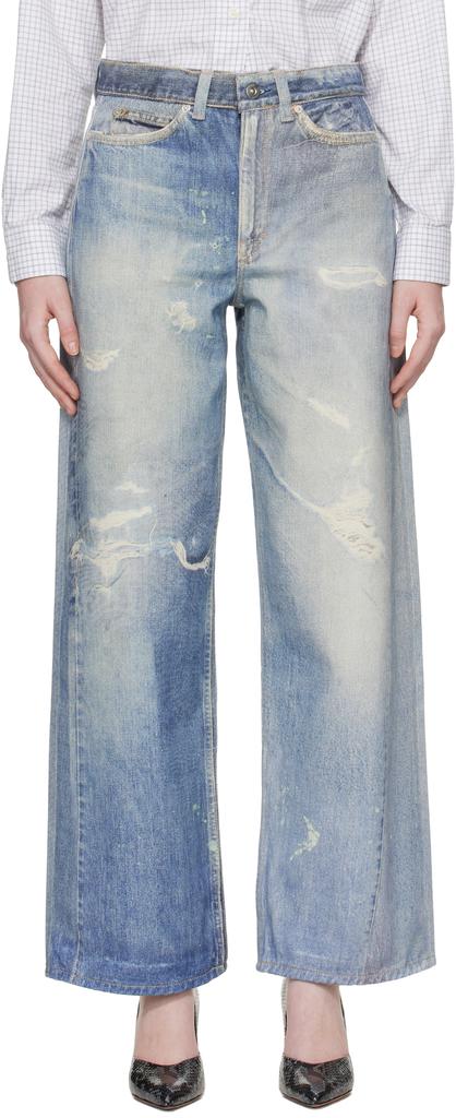 Our Legacy Women's Full Cut Jeans Digital Denim Print - Pants