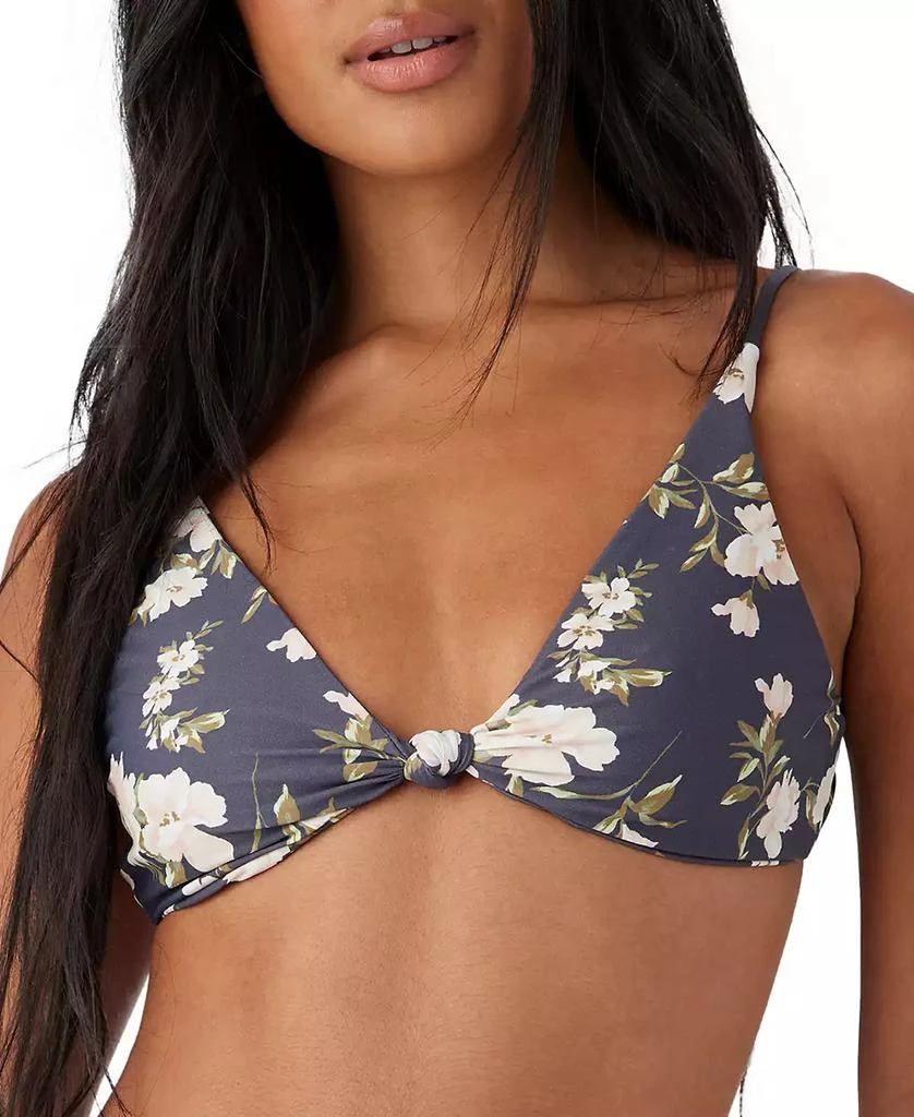 O'Neill Juniors' Kendra Floral Knot-Front Bikini Top 1