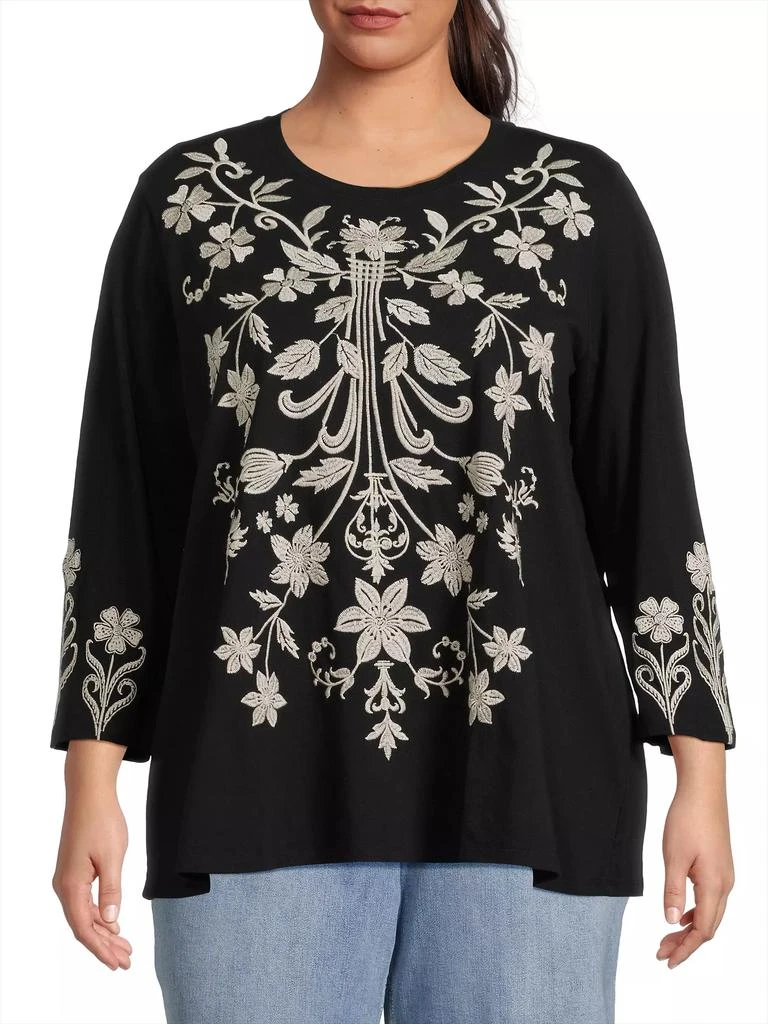 Johnny Was Plus Size, Talithia Embroidered T-Shirt 3