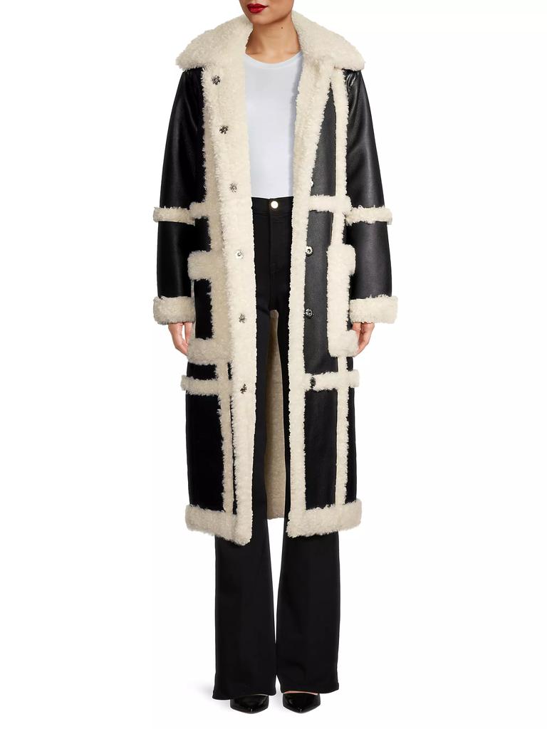 Stand Studio Patrice Faux Leather & Faux Shearling Coat