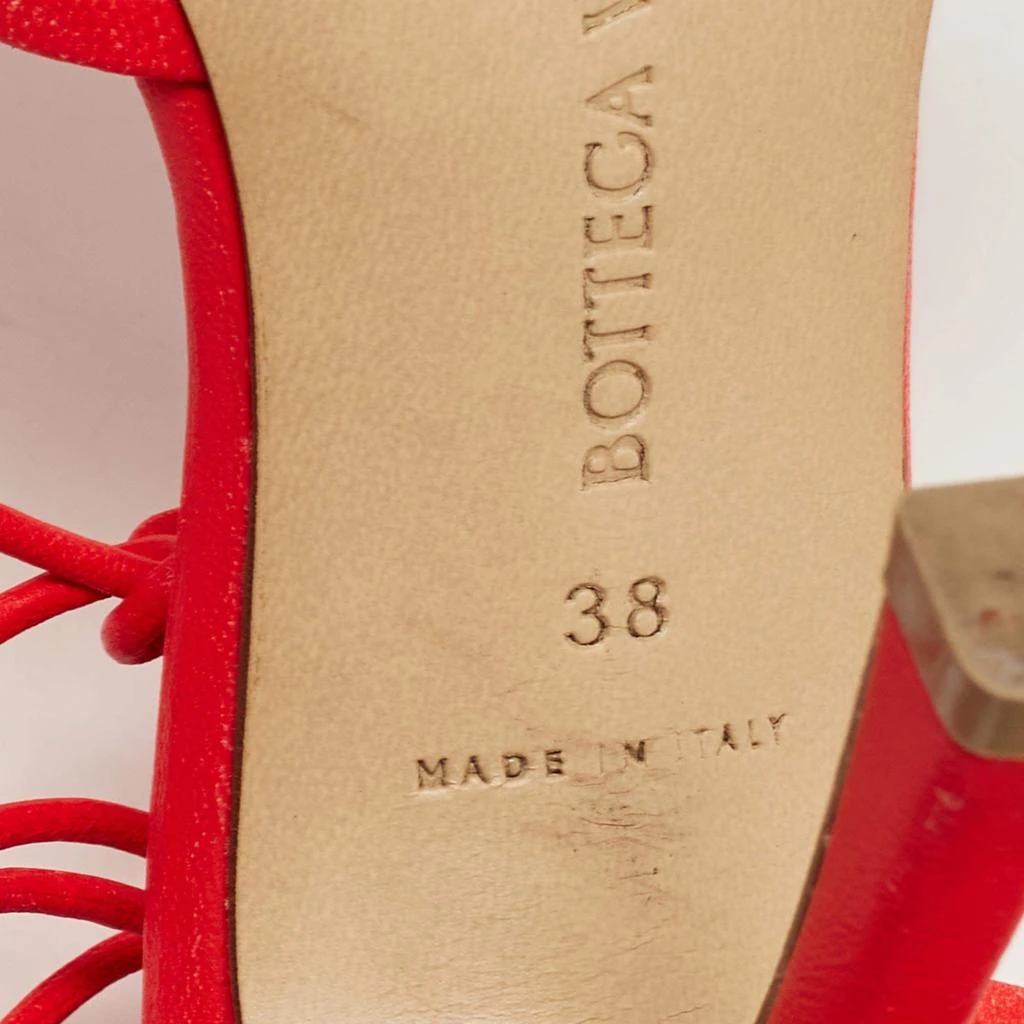 Bottega Veneta Bottega Veneta Coral Red Mesh and Leather Stretch Wrap Pumps Size 38 8