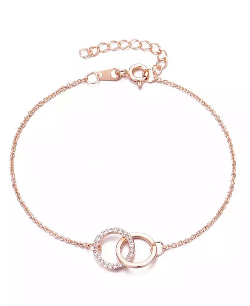 ADORNIA Rose Gold Adjustable CZ Pave Rings Bracelet