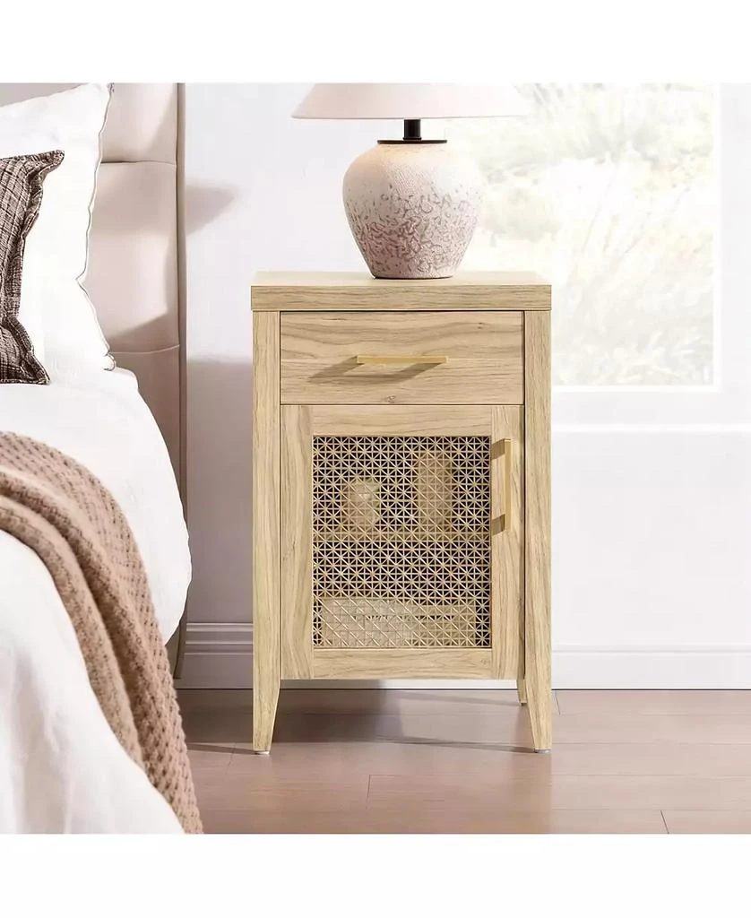 YIGII Mid-Century Modern Nightstand with Espresso Walnut Finish and Storage 4