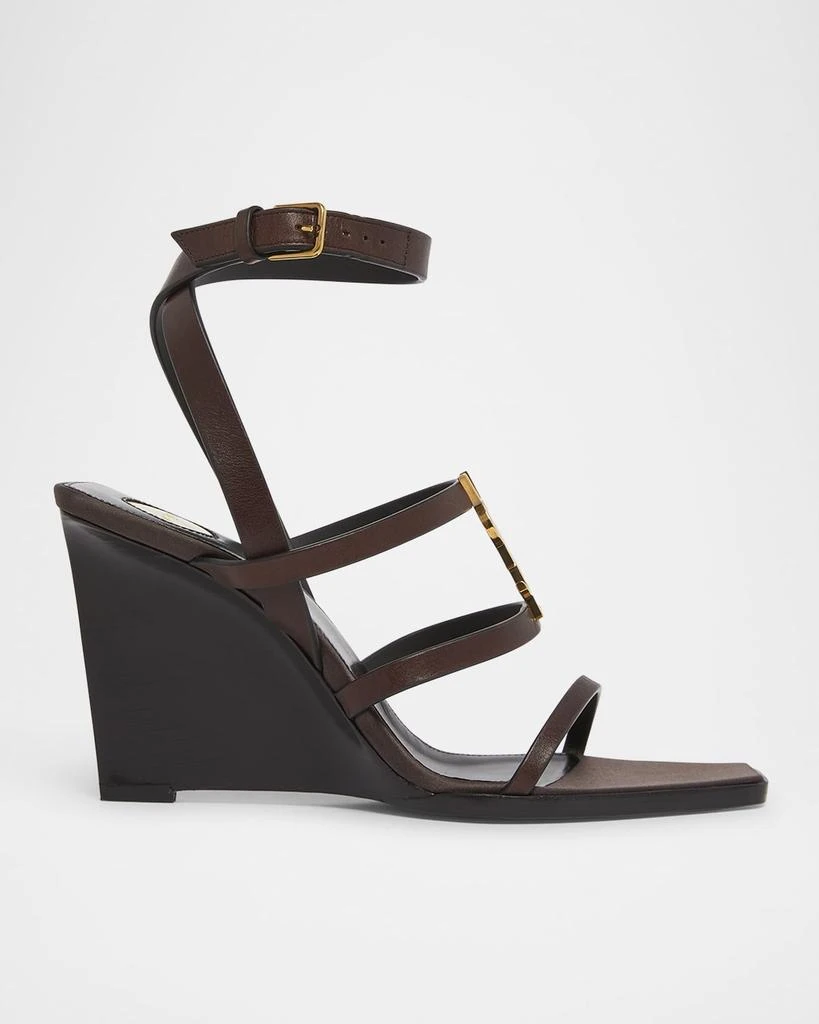 Yves Saint Laurent Cassandra Leather YSL Wedge Sandals 1