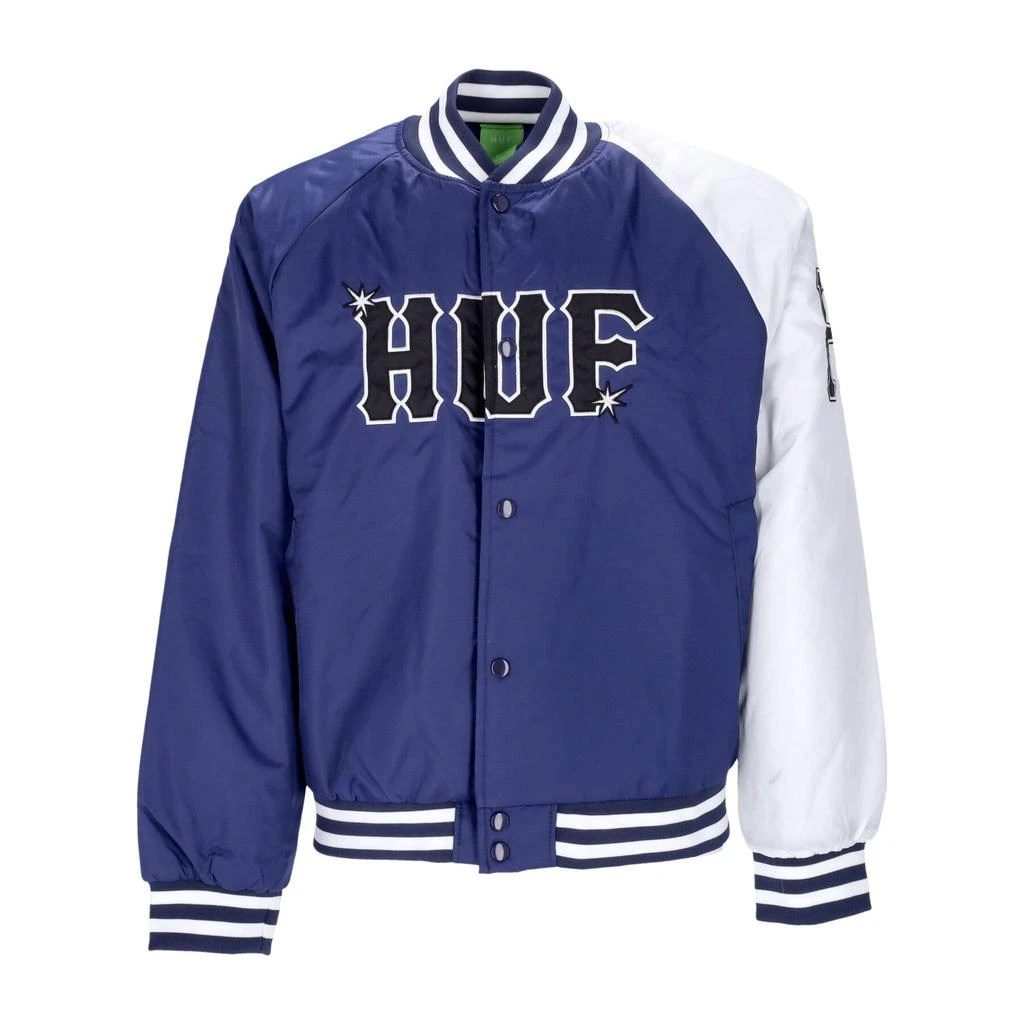 Huf Bomber Jacket Men's Satin Baseball Jacket Navy 1