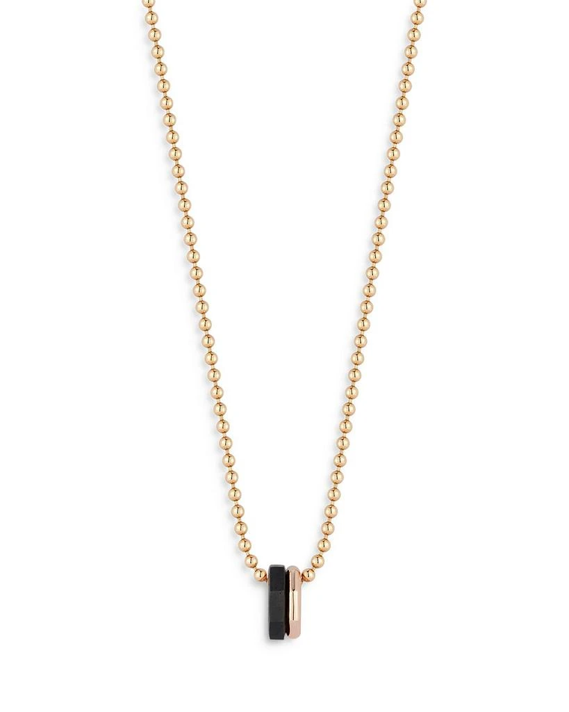 Walters Faith 18K Rose Gold Ebony Hexagon Bead Chain Pendant Necklace, 18" 2