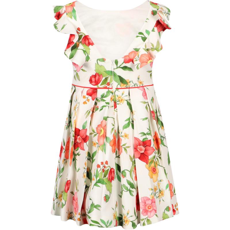 Abel & Lula Pleated floral dress in white