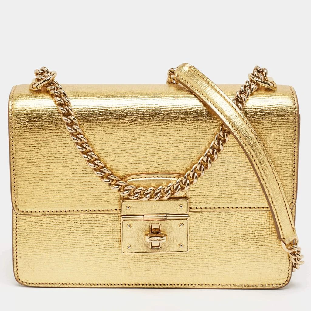 Dolce & Gabbana Dolce & Gabbana Gold Leather Small Rosalia Shoulder Bag 1