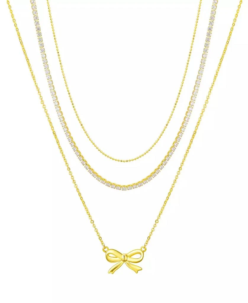 Unwritten Cubic Zirconia Bow Layered Necklace Set 1