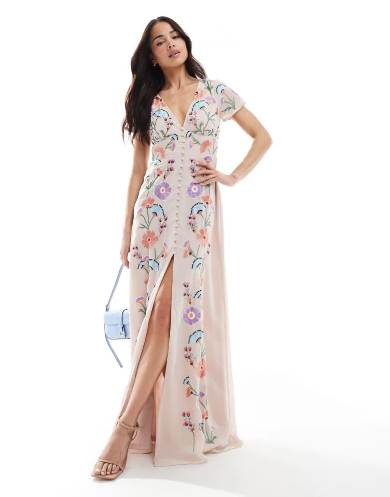 Maya Embroidery & faux button front maxi dress in multi On Sale Now with Up to 26% Off | Discover Exclusive Deals & Savings at BeyondStyle Authentic Maya Home|women with Maya Embroidery & faux button front maxi dress in multi On Sale Now with Up to 26% Off | Discover Exclusive Deals & Savings at BeyondStyle Authentic Maya Home|women with