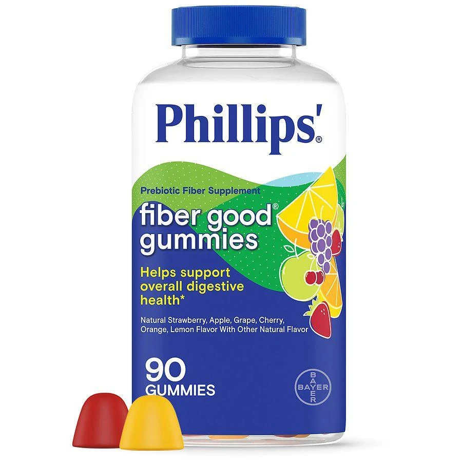 Phillips
 Fiber Good Gummies Prebiotic Inulin Fiber Supplement Strawberry, Apple, Grape, Cherry, Orange, Lemon