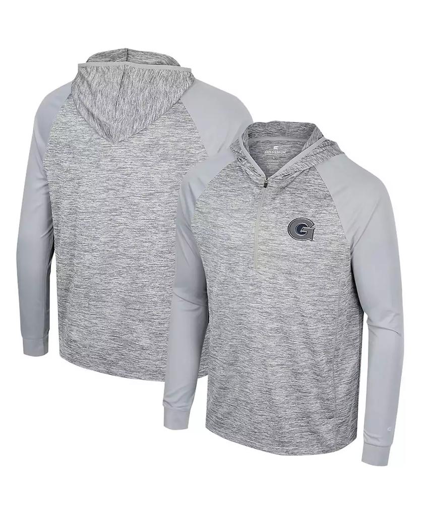 Colosseum Men's Gray Georgetown Hoyas Cybernetic Raglan Quarter-Zip Hooded Top