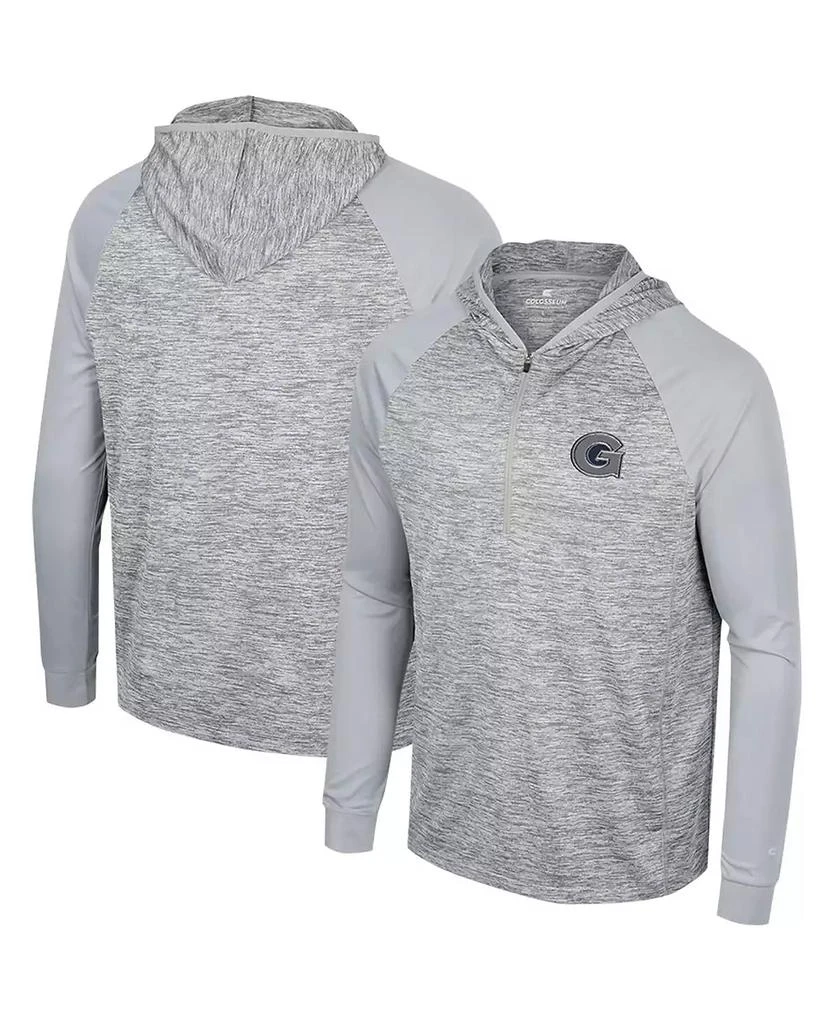 Colosseum Men's Gray Georgetown Hoyas Cybernetic Raglan Quarter-Zip Hooded Top 1