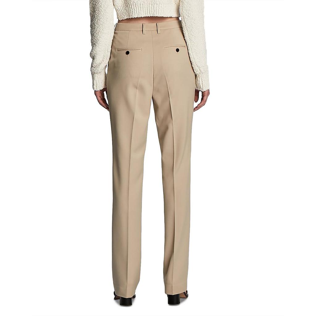 LVIR Womens High Rise Solid Straight Leg Pants