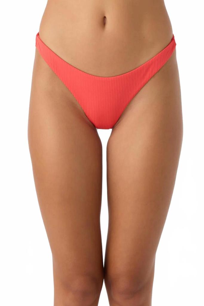 O'Neill Saltwater Solids Rib Hermosa Skimpy Bikini Bottoms In Cayenne