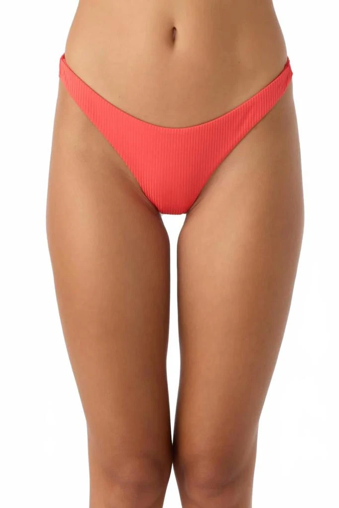 O'Neill Saltwater Solids Rib Hermosa Skimpy Bikini Bottoms In Cayenne 2