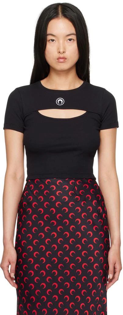 MARINE SERRE Black Moon Logo Cutout T-Shirt 1