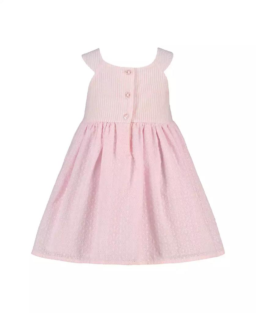 Blueberi Boulevard Baby Girls Seersucker Stripe with Eyelet Fit-and-Flare Dress