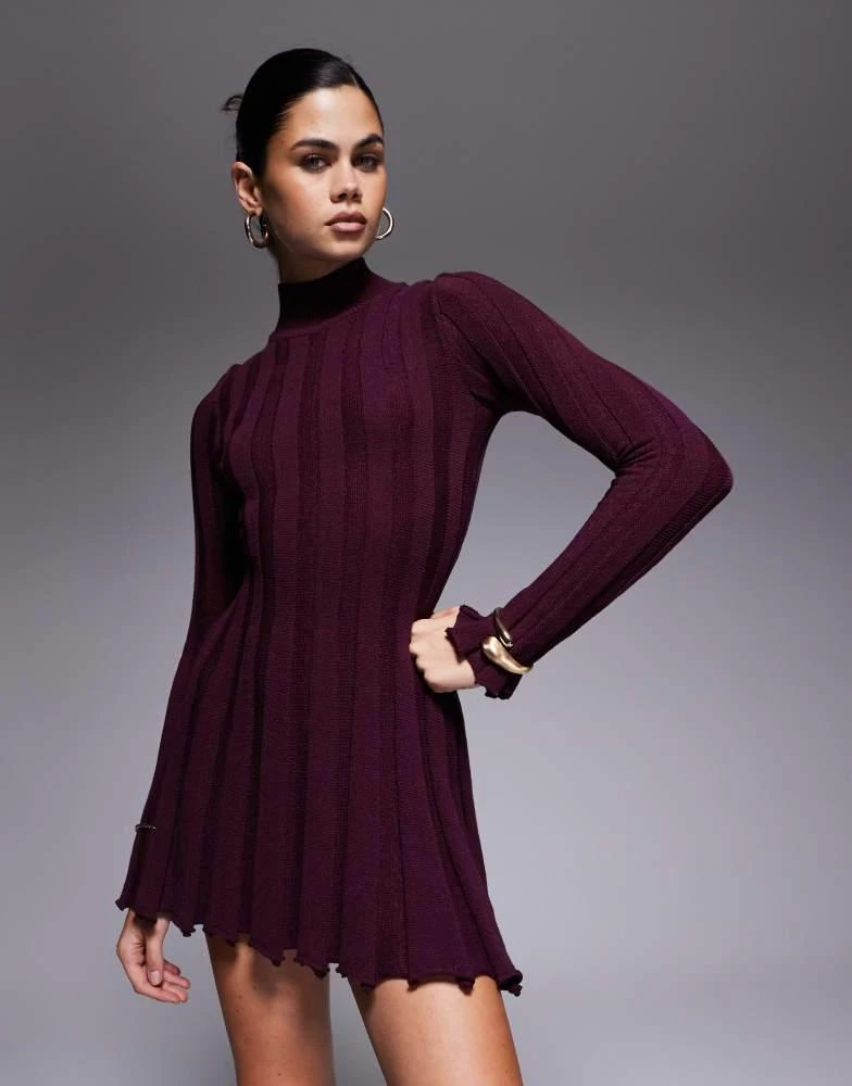 knee length dresses for ladies Emersyn Neutrals High-Neck Ruffled Detail Mini Dress, S / Neutrals